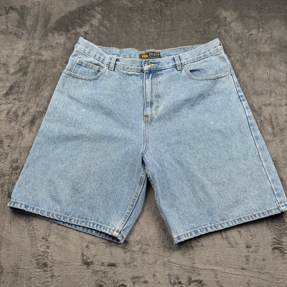 Vintage Route 66 Relaxed Fit Denim Shorts Mens 36 Light Wash Blue Cotton Kmart - Picture 1 of 12